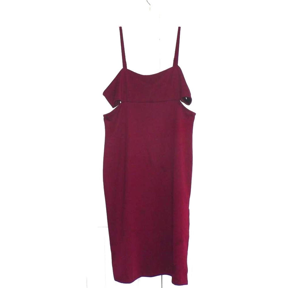 Open Edit Women's Side Cut Out Sleeveless Side Slit Cocktail Dress in Merlot 2XL